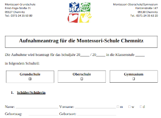 Aufnahmeantrag Montessori-Schule